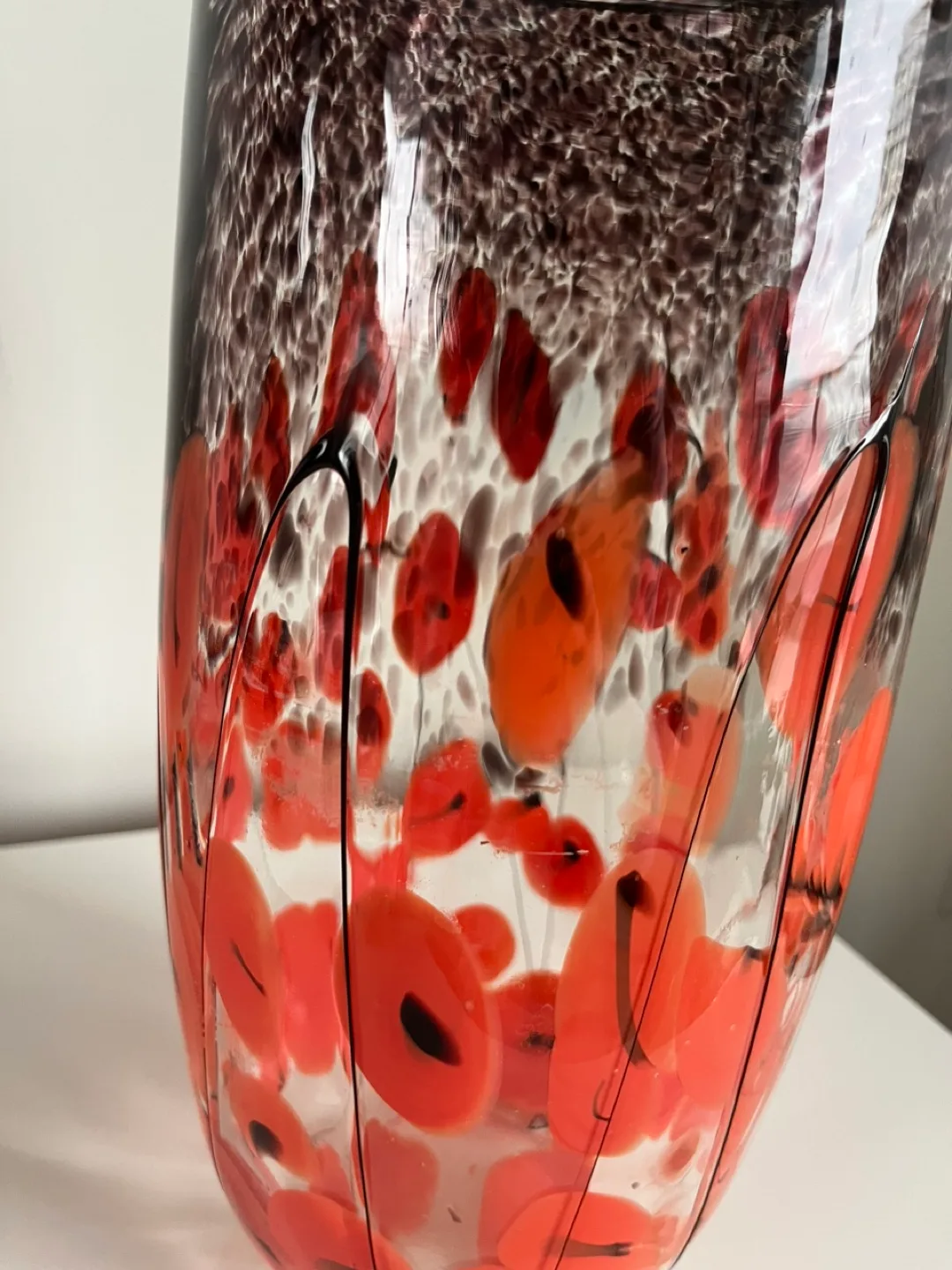 Unique Orange, Black & Purple Glass Vase image indicator(3)
