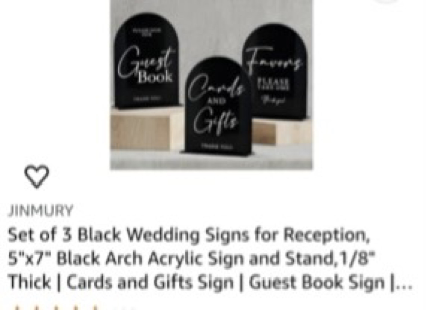 Set of 3 Black Acrylic Wedding Signs with Stands - photo 2