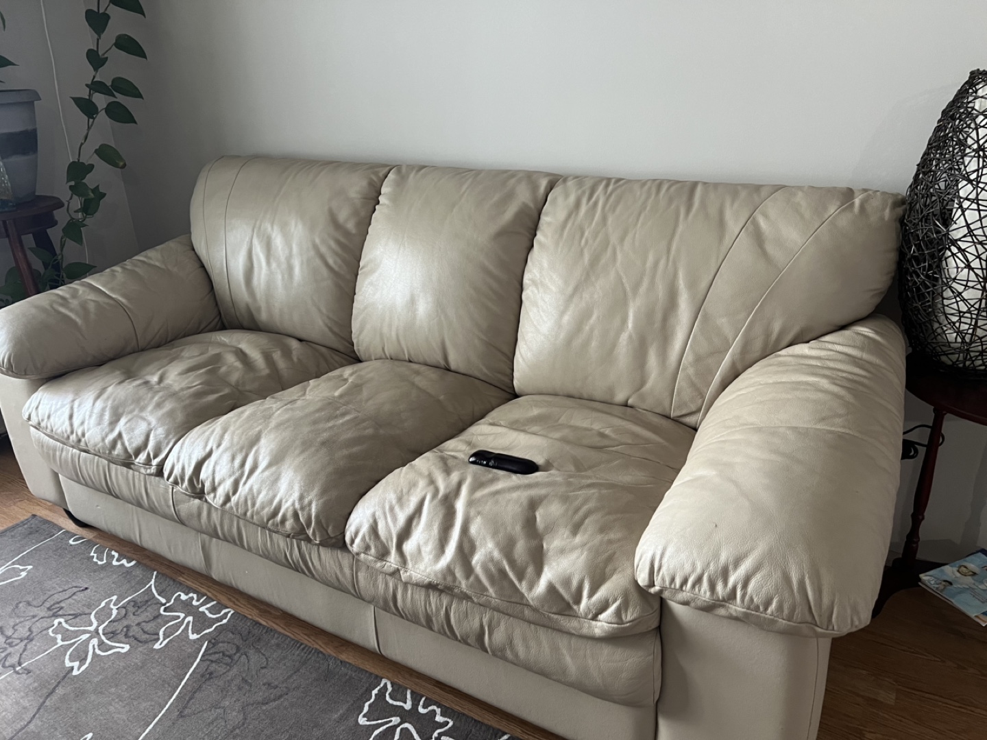 Beige Leather Sofa Set - photo 2