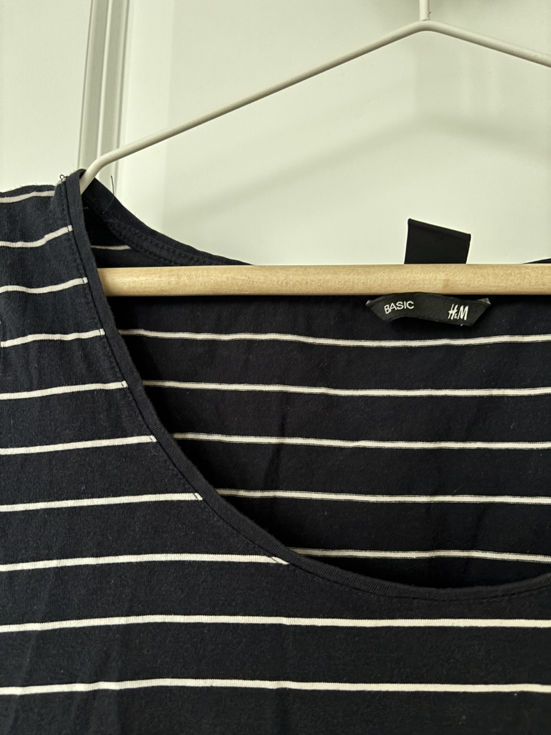 H&M Navy & White Striped Long-Sleeve Shirt
