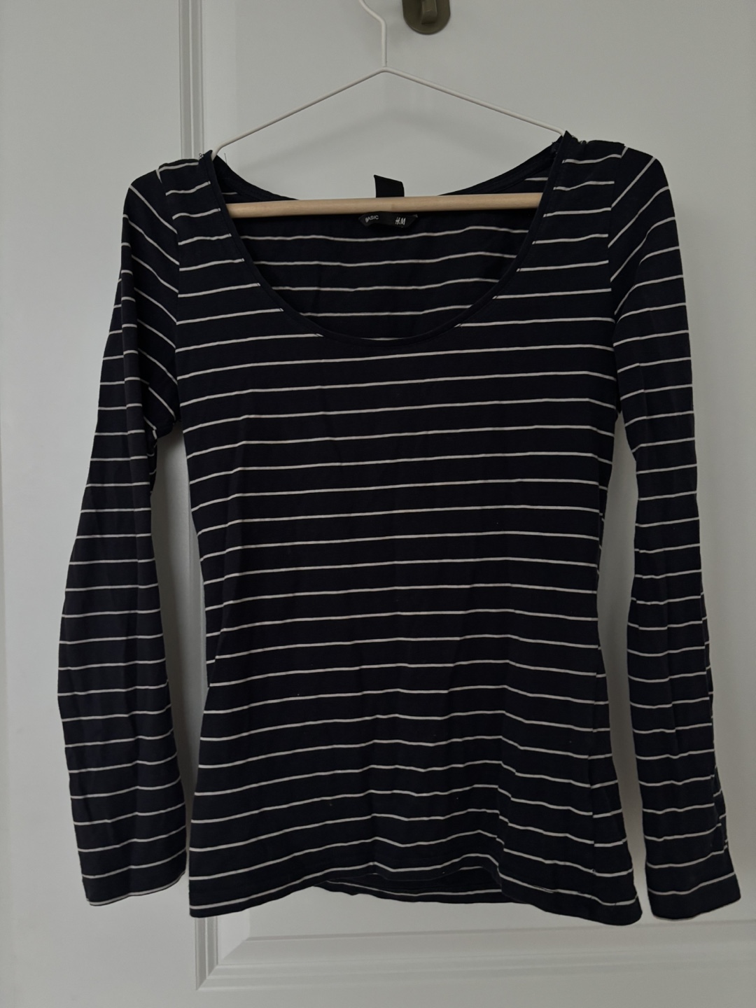 H&M Navy & White Striped Long-Sleeve Shirt - photo 3
