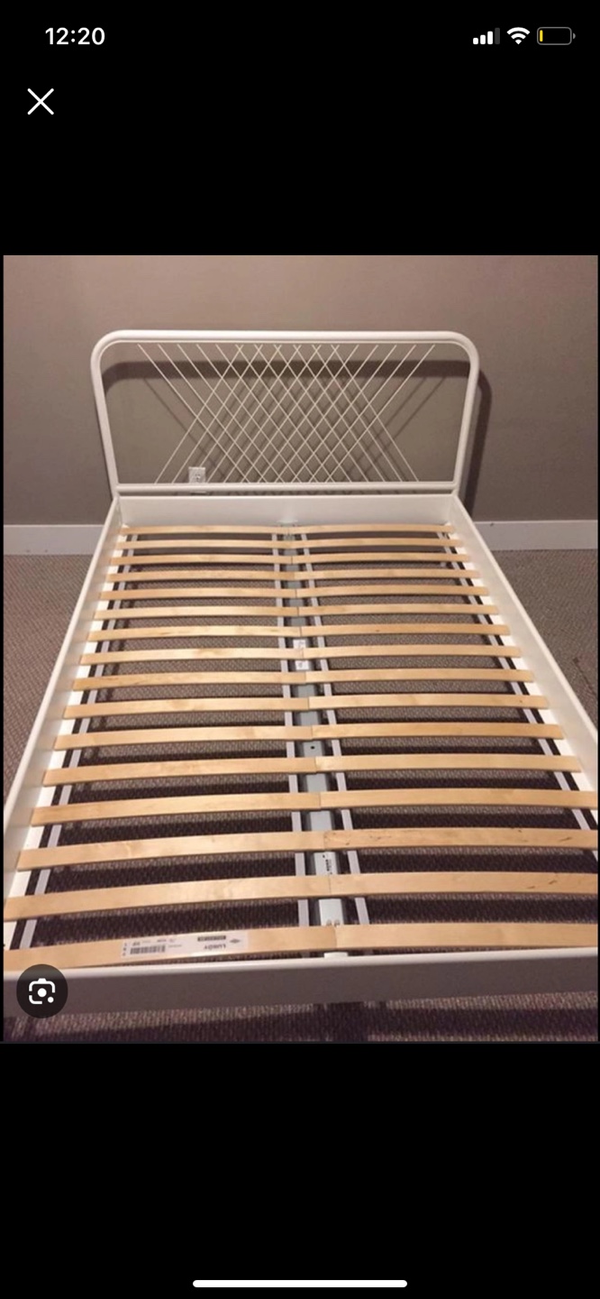 IKEA White Metal Bed Frame with Slatted Base - double size