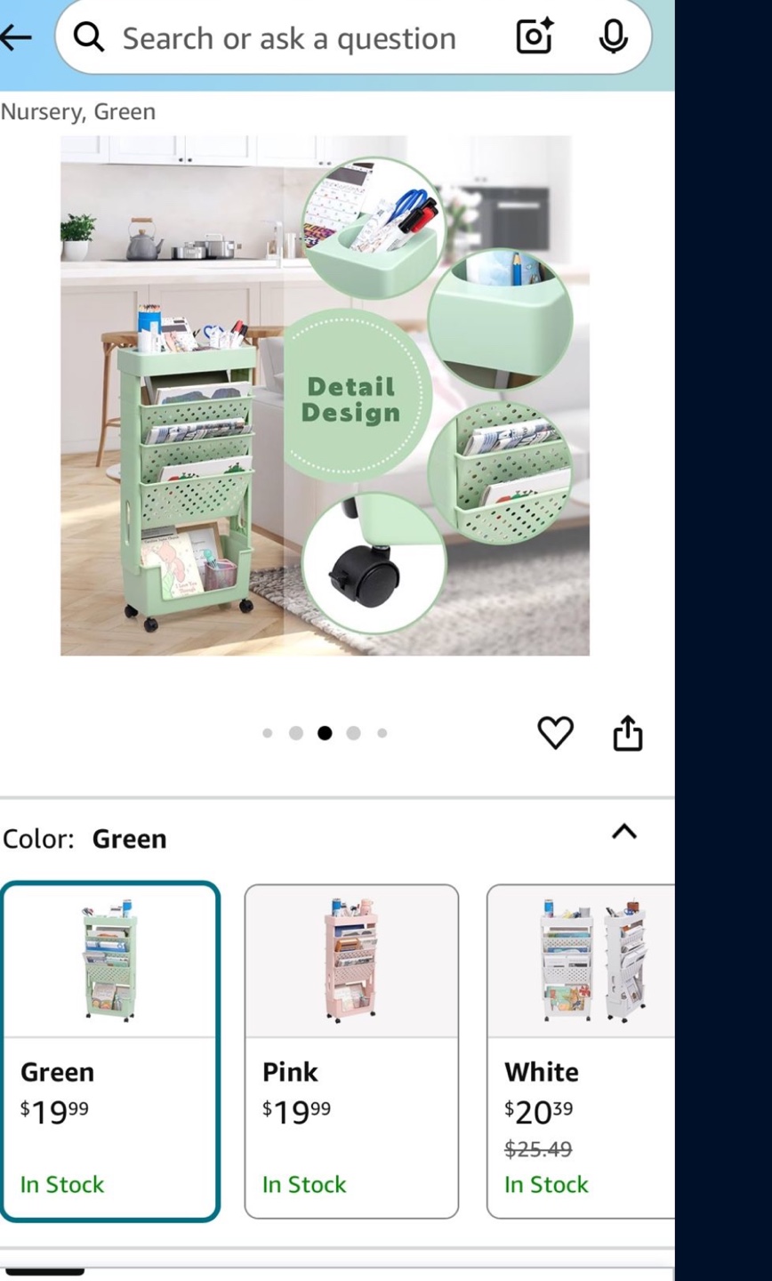 5-Tier Rolling Cart - Green - photo 3