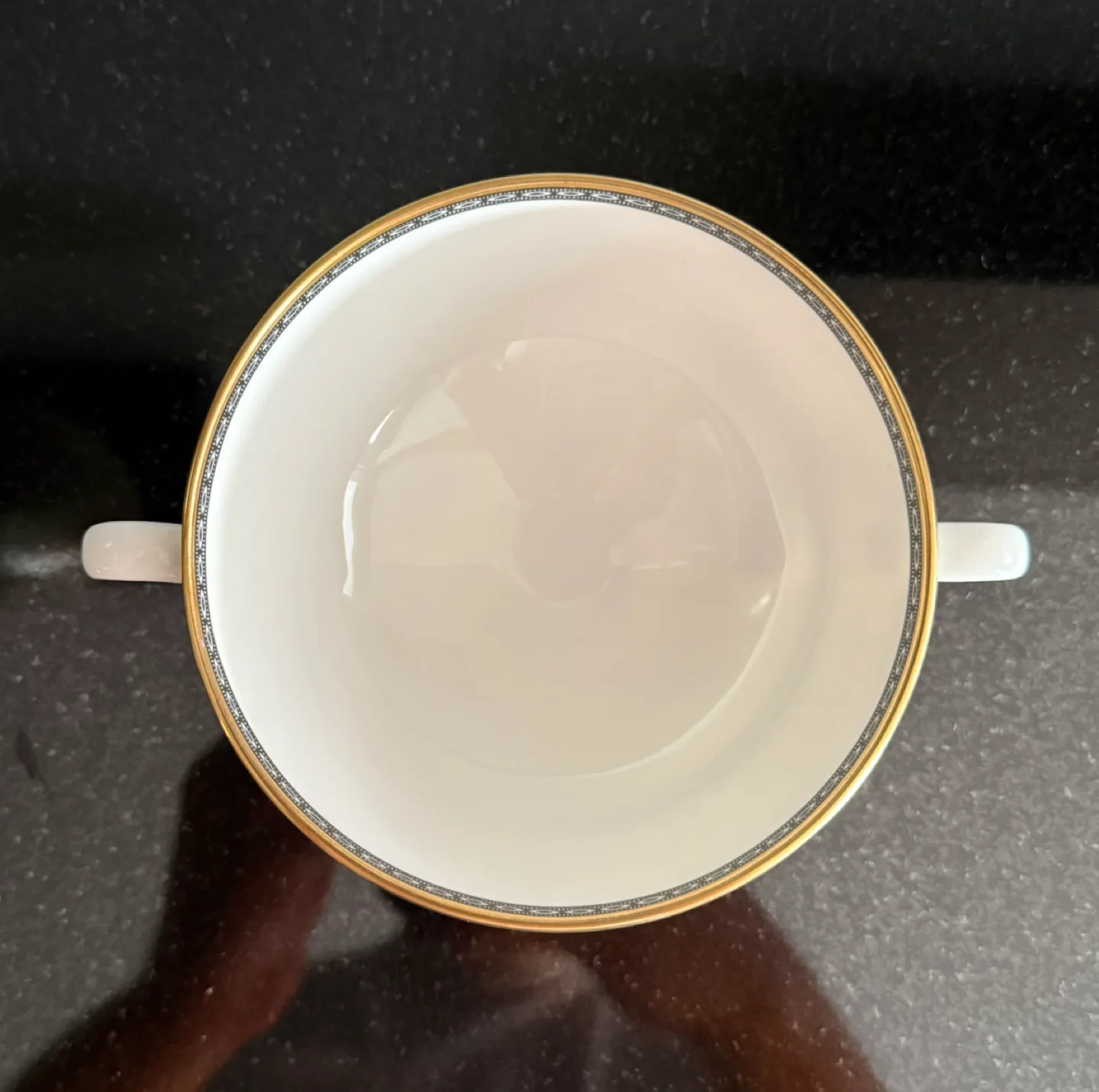 WEDGWOOD COLONNADE BLACK WITH REAL GOLD TRIM FOOTED SOUP BOWL image indicator(7)