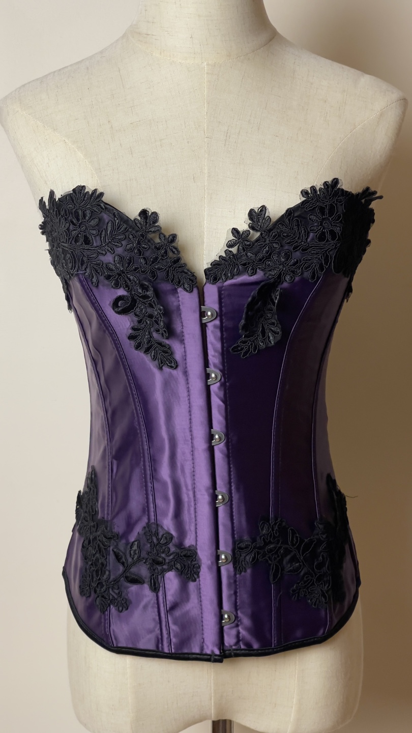 Purple Satin Corset with Black Lace - photo 4