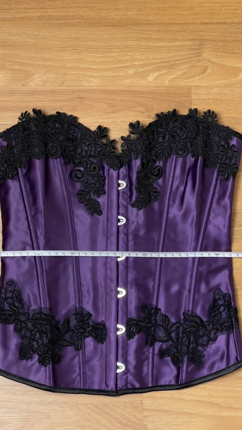 Purple Satin Corset with Black Lace image indicator(3)