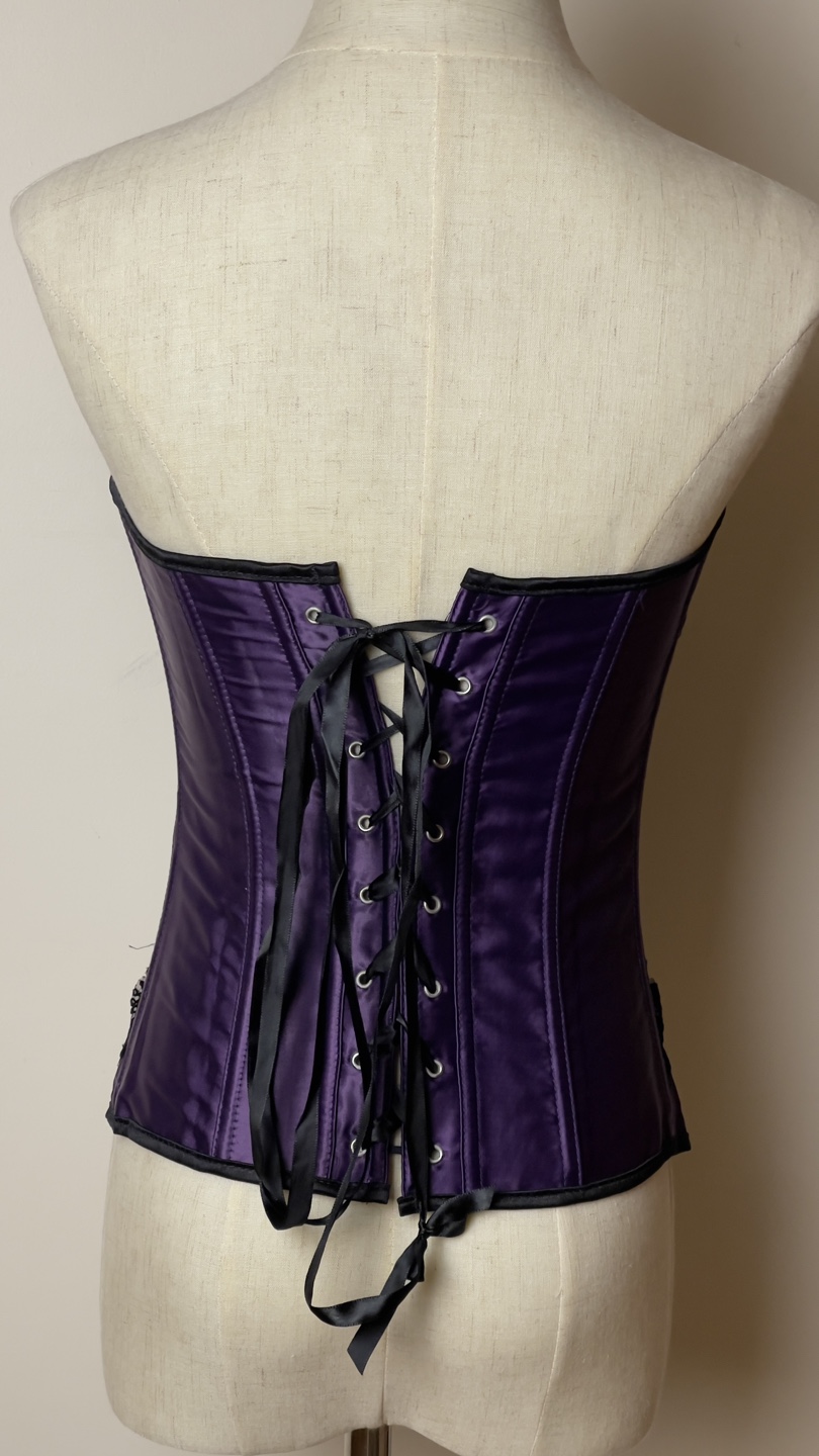 Purple Satin Corset with Black Lace - photo 2