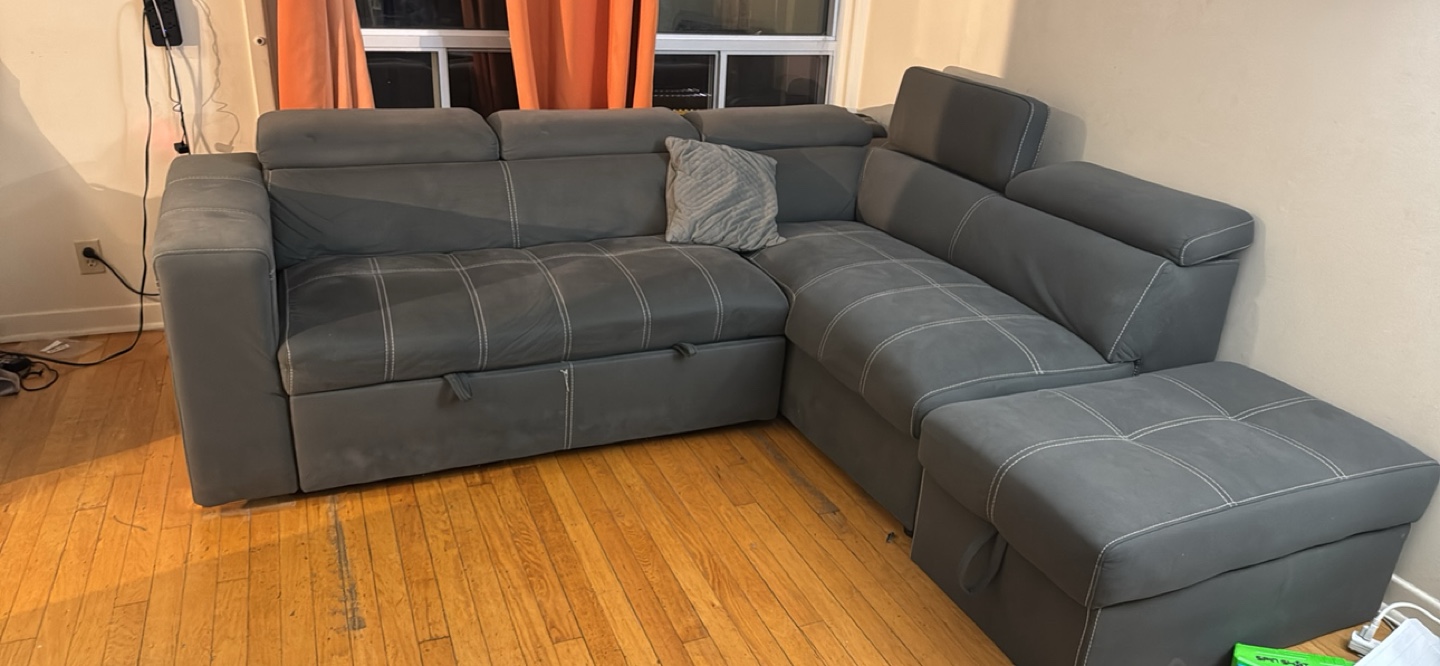 Grey Sectional Sofa with Storage Ottoman - photo 4