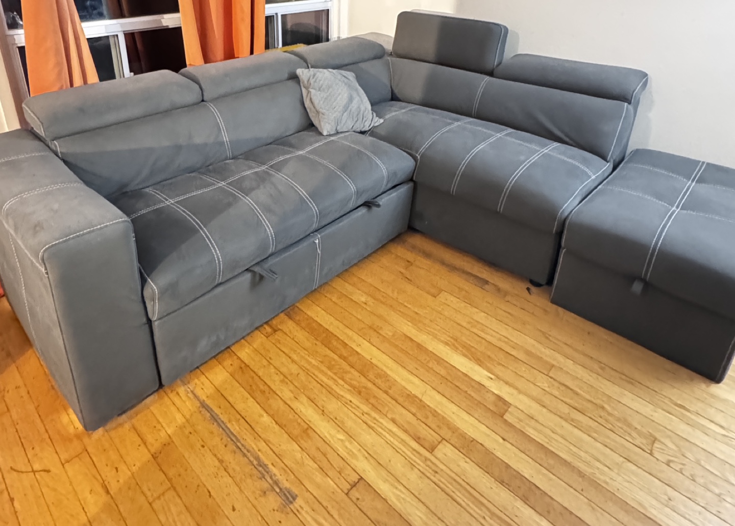 Grey Sectional Sofa with Storage Ottoman - photo 5