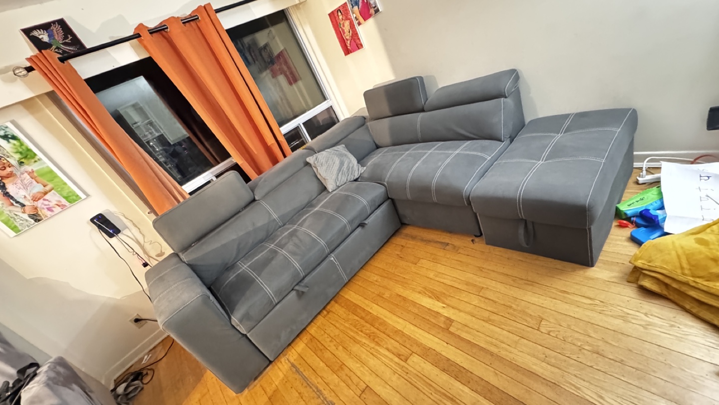 Grey Sectional Sofa with Storage Ottoman - photo 3
