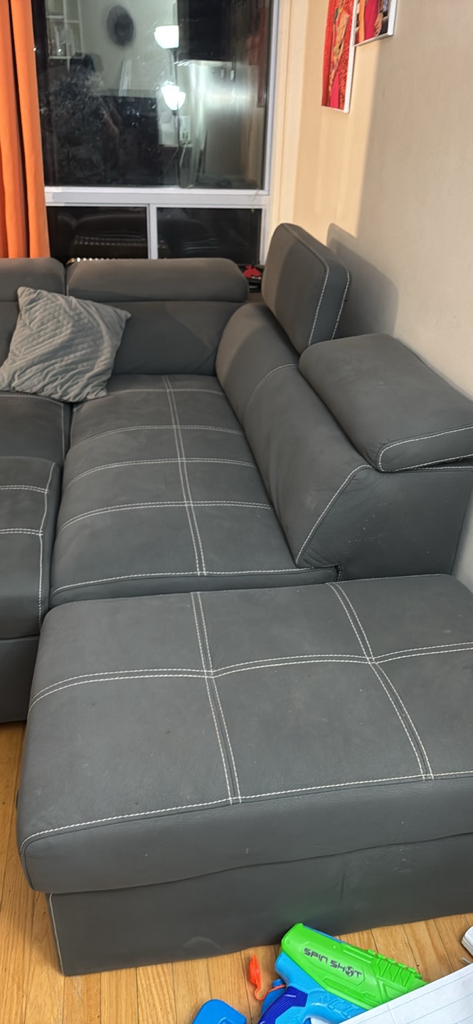 Grey Sectional Sofa with Storage Ottoman