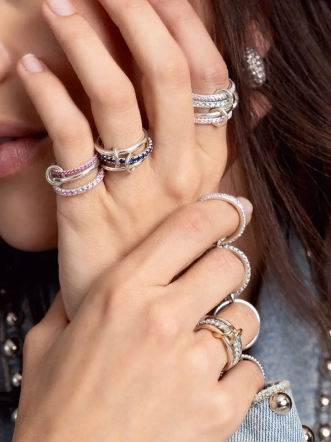 Spinelli Pink Sapphire sterling silver triple stack ring image indicator(6)