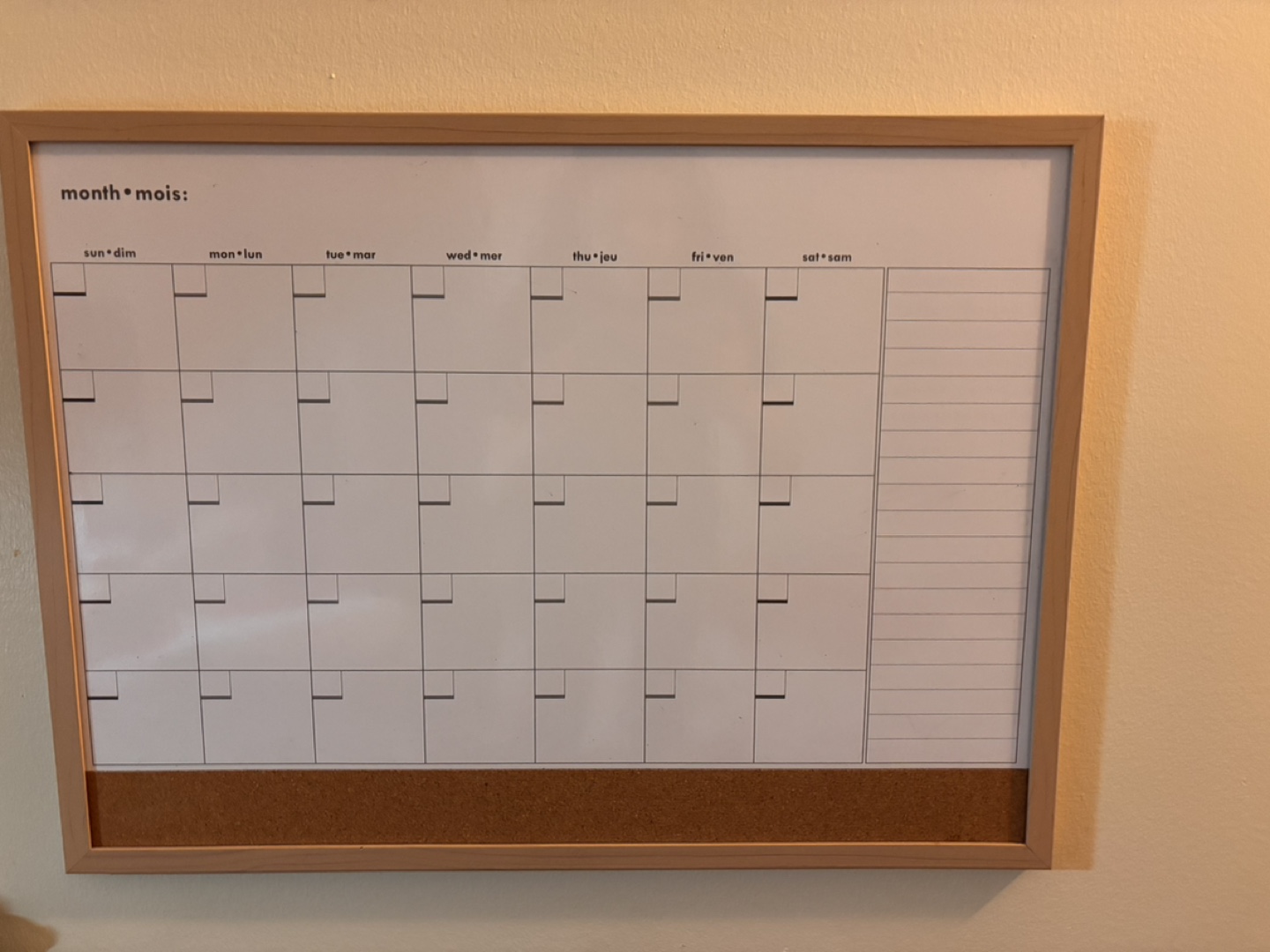 Monthly Dry-Erase Calendar Board