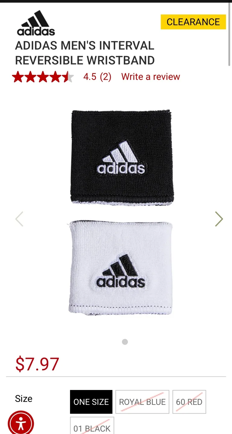 Adidas Men's Interval Reversible Wristbands - Black & White image indicator(5)