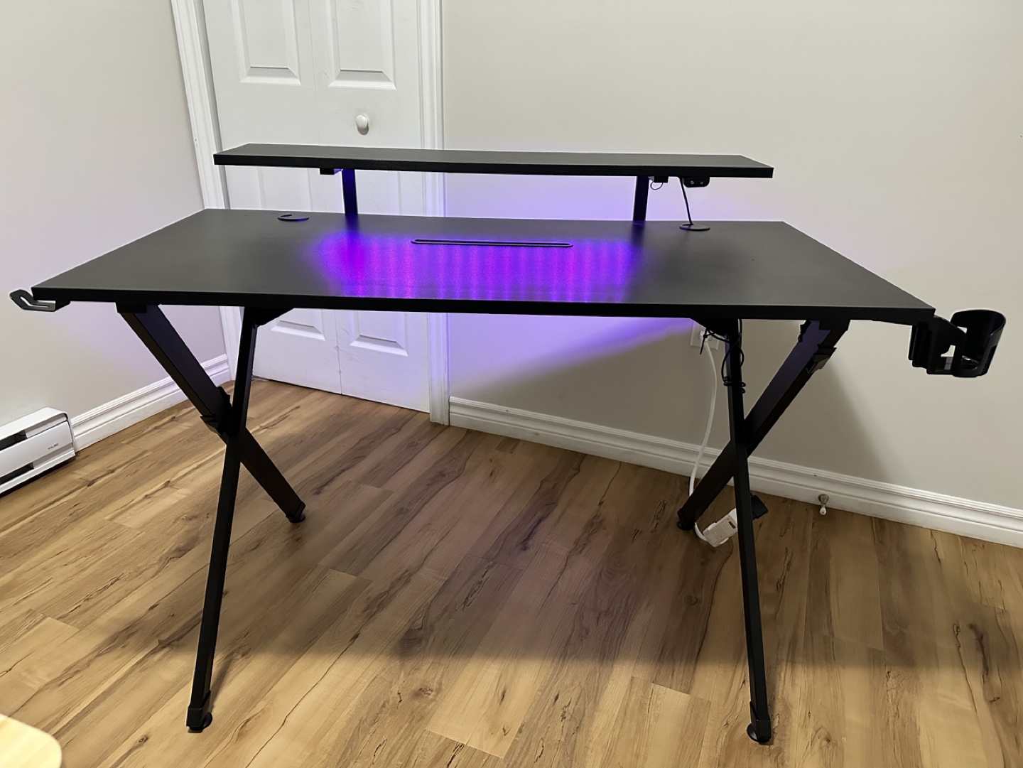 Staples Black Gaming Desk with Monitor Shelf and RGB Lighting - photo 5