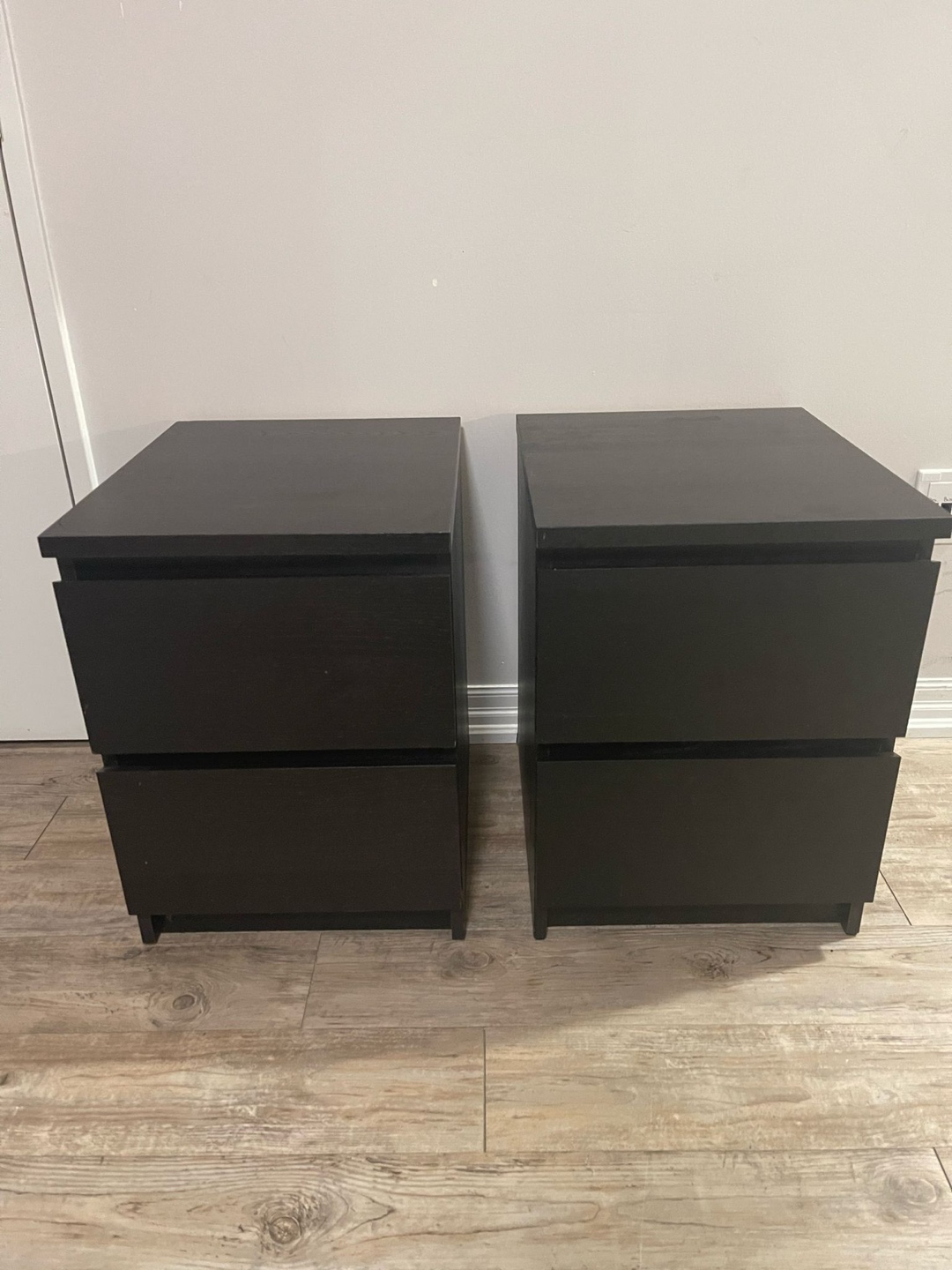 Pair of IKEA MALM Two-Drawer Nightstands - Black-Brown - photo 2