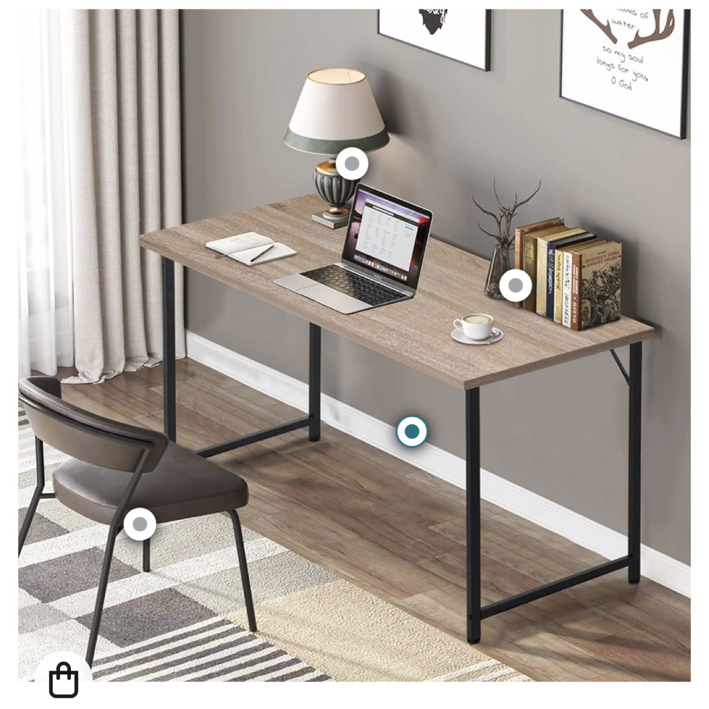 Modern Computer Desk with Black Metal Frame - photo 2