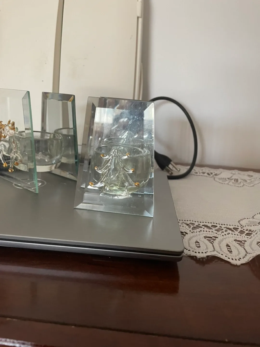 Set of Two Glass Candle Holders with Mirrored Stands image indicator(5)