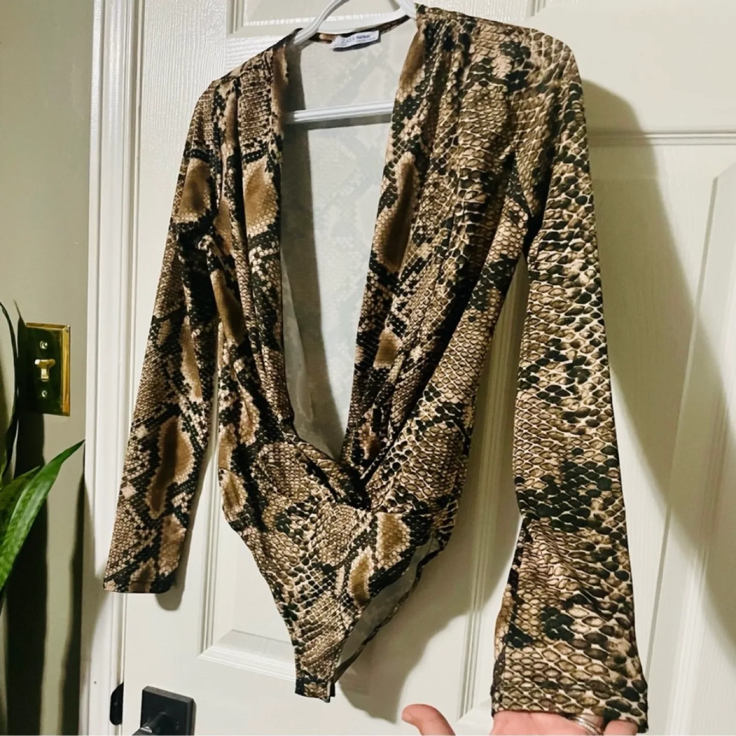 Zara Snakeskin Long Sleeve Bodysuit image indicator(6)