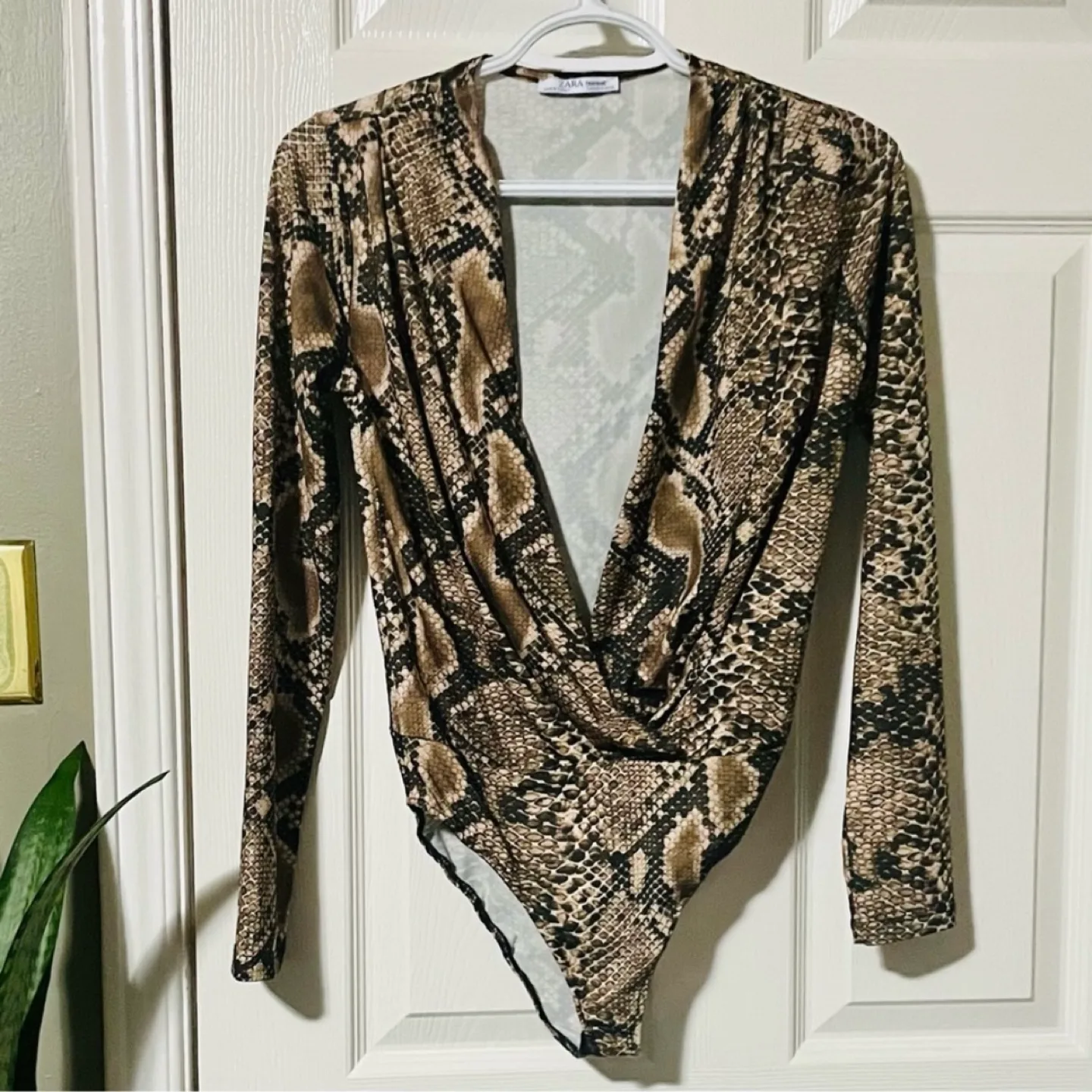 Zara Snakeskin Long Sleeve Bodysuit image indicator(4)