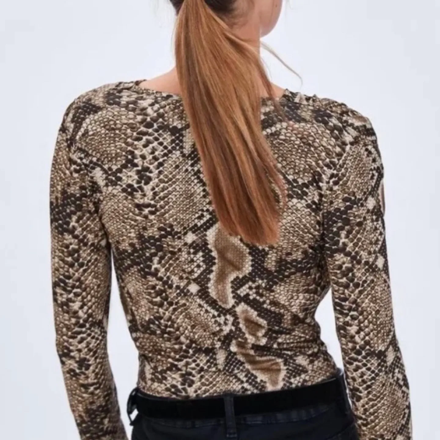 Zara Snakeskin Long Sleeve Bodysuit image indicator(3)