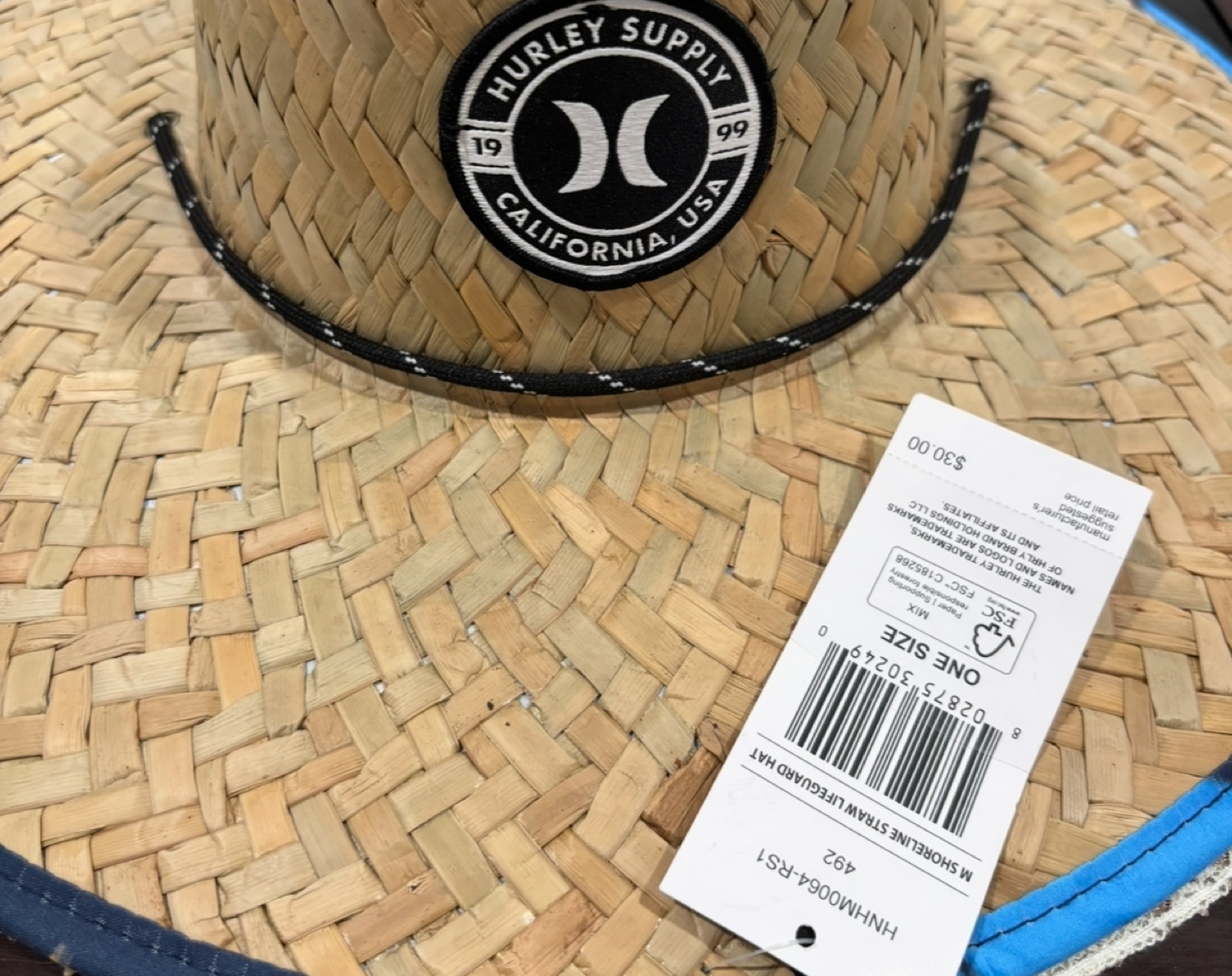 HURLEY Weekender Hawaiian Floral Lined Lifeguard Straw Hat NWT - photo 5