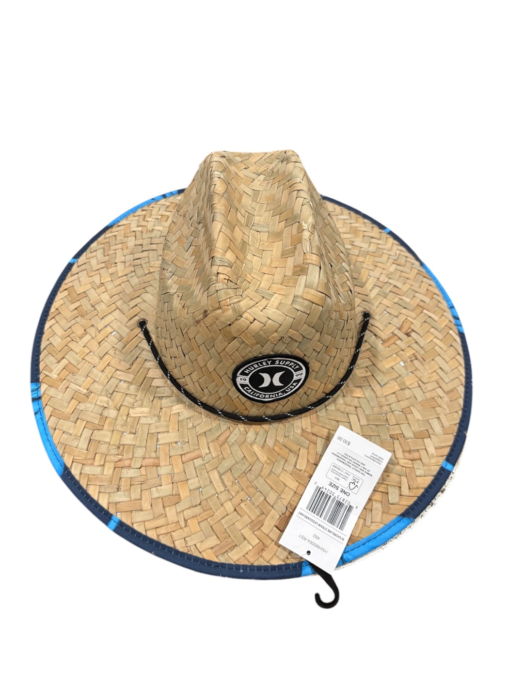 HURLEY Weekender Hawaiian Floral Lined Lifeguard Straw Hat NWT