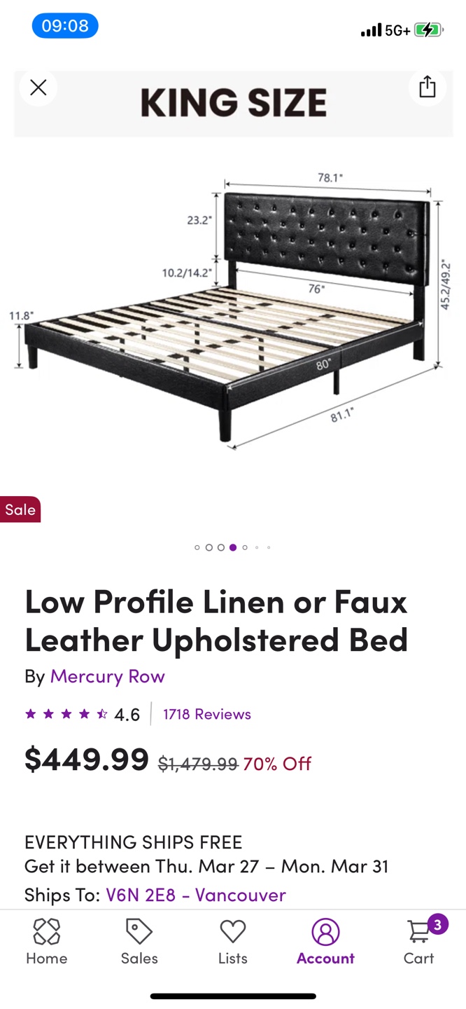 King Size Upholstered Bed Frame