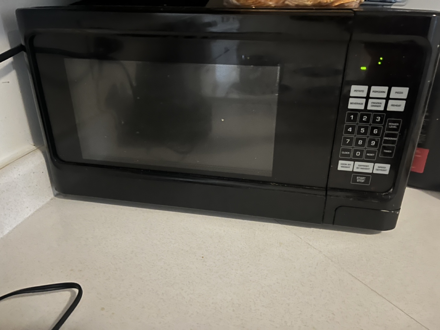 Black countertop microwave