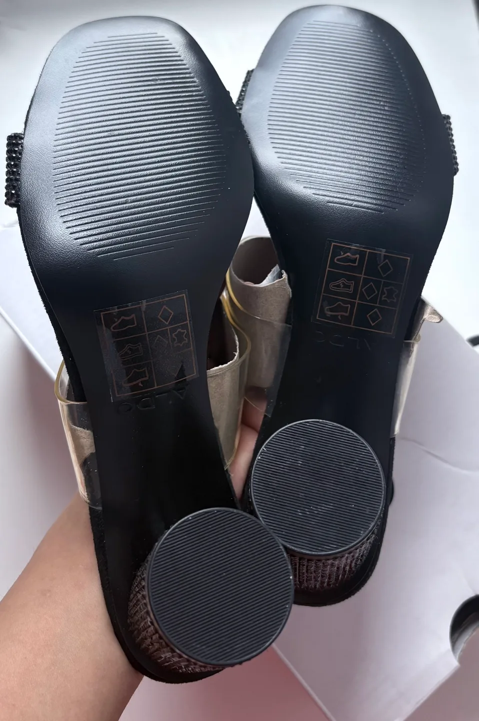 ALDO Black Rhinestone Block Heel Sandals‼️final sale ‼️ image indicator(5)