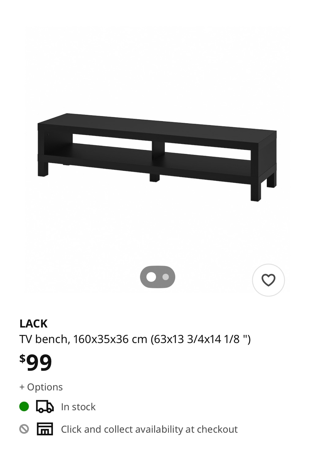 IKEA LACK TV Bench - Black - 63x13x14"