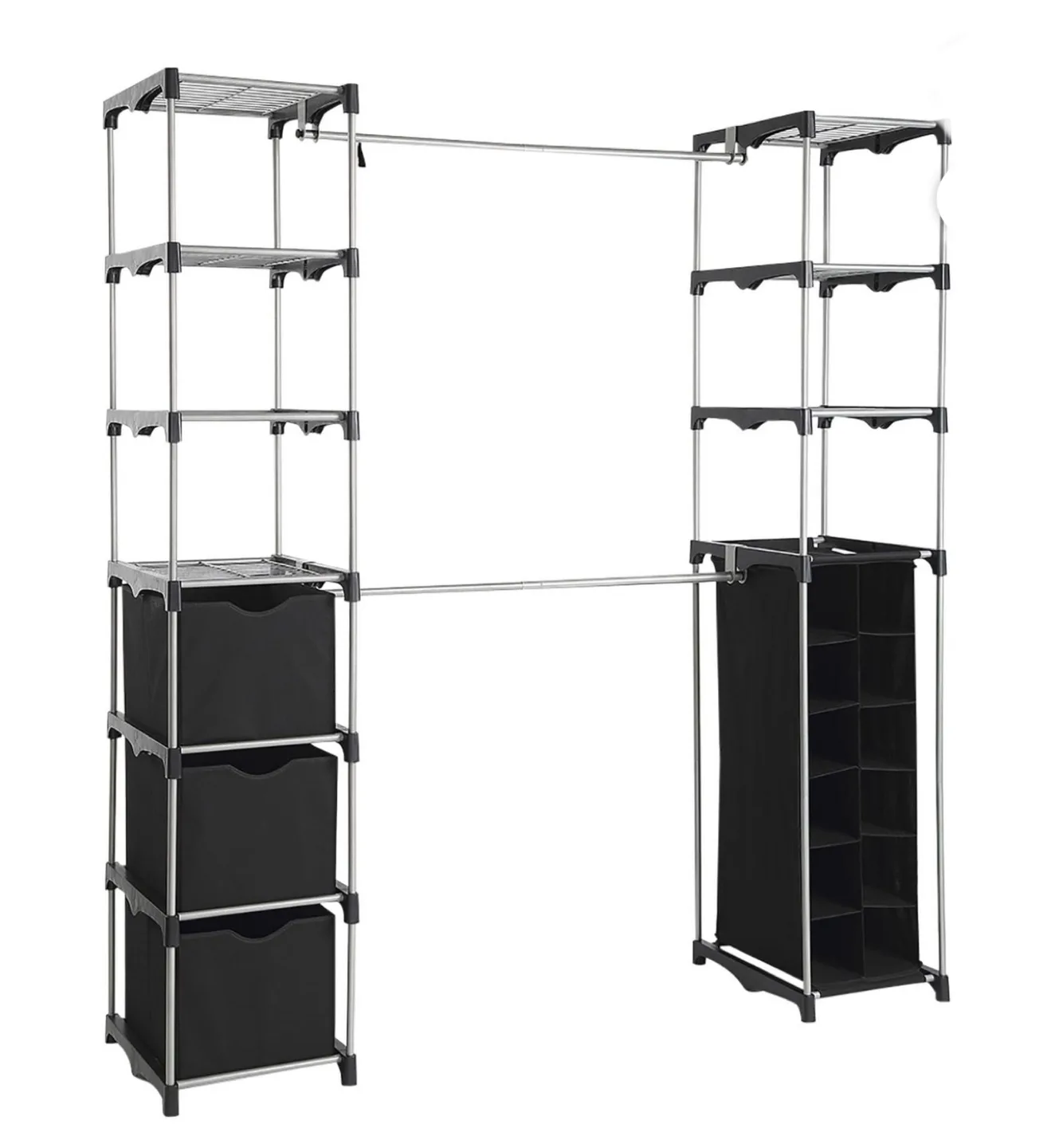 Wardrobe Closet Organizer with Shelves, Drawers & Hanging Rod image indicator(2)