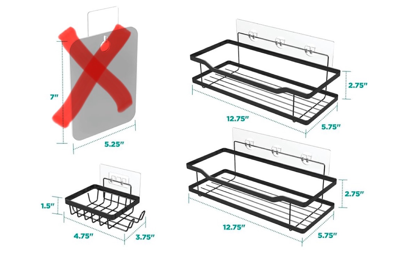 New Shower Caddy - 2 Shelves, 1 Soap Holder and 3 Adhesives - photo 2