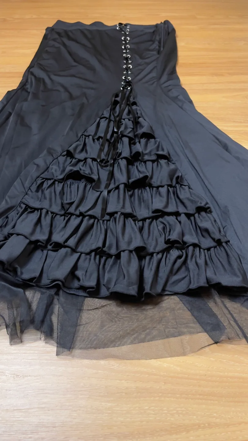 Black Mermaid Maxi Skirt - Gothic Style image indicator(5)