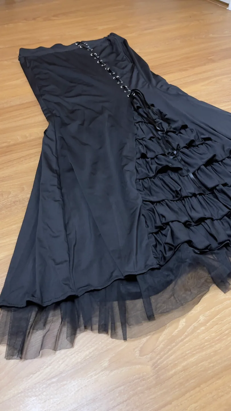 Black Mermaid Maxi Skirt - Gothic Style image indicator(6)