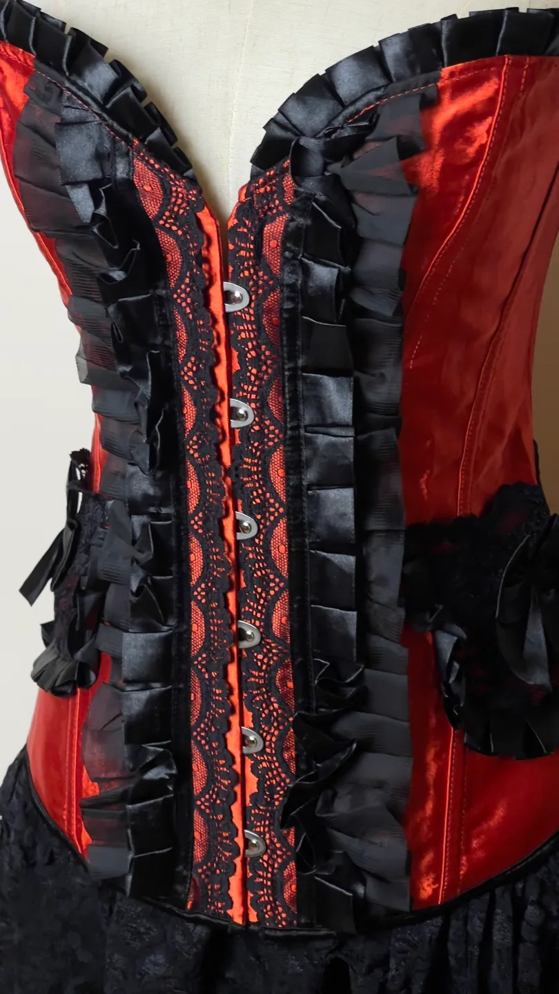 Red and Black Corset [skirt is another listing, corset only image indicator(4)