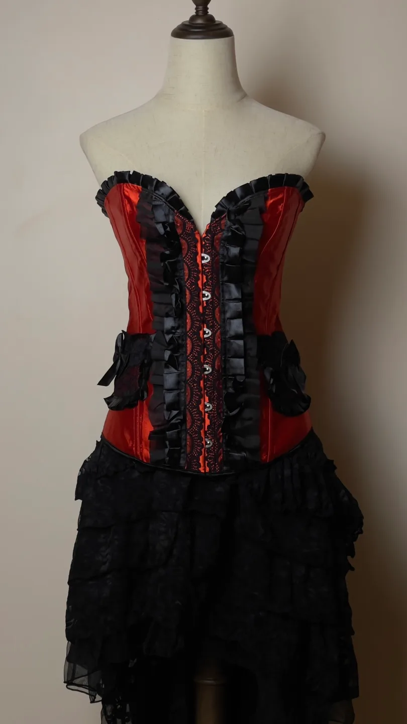 Red and Black Corset [skirt is another listing, corset only image indicator(2)