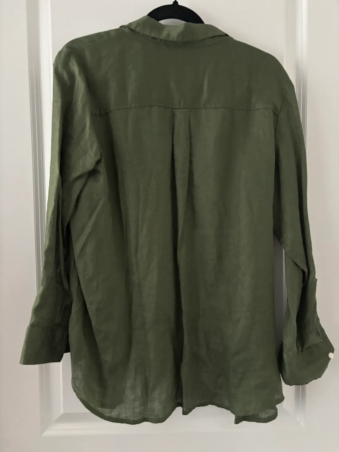 Olive Green Linen Button-Down Shirt - New with Tags image indicator(2)