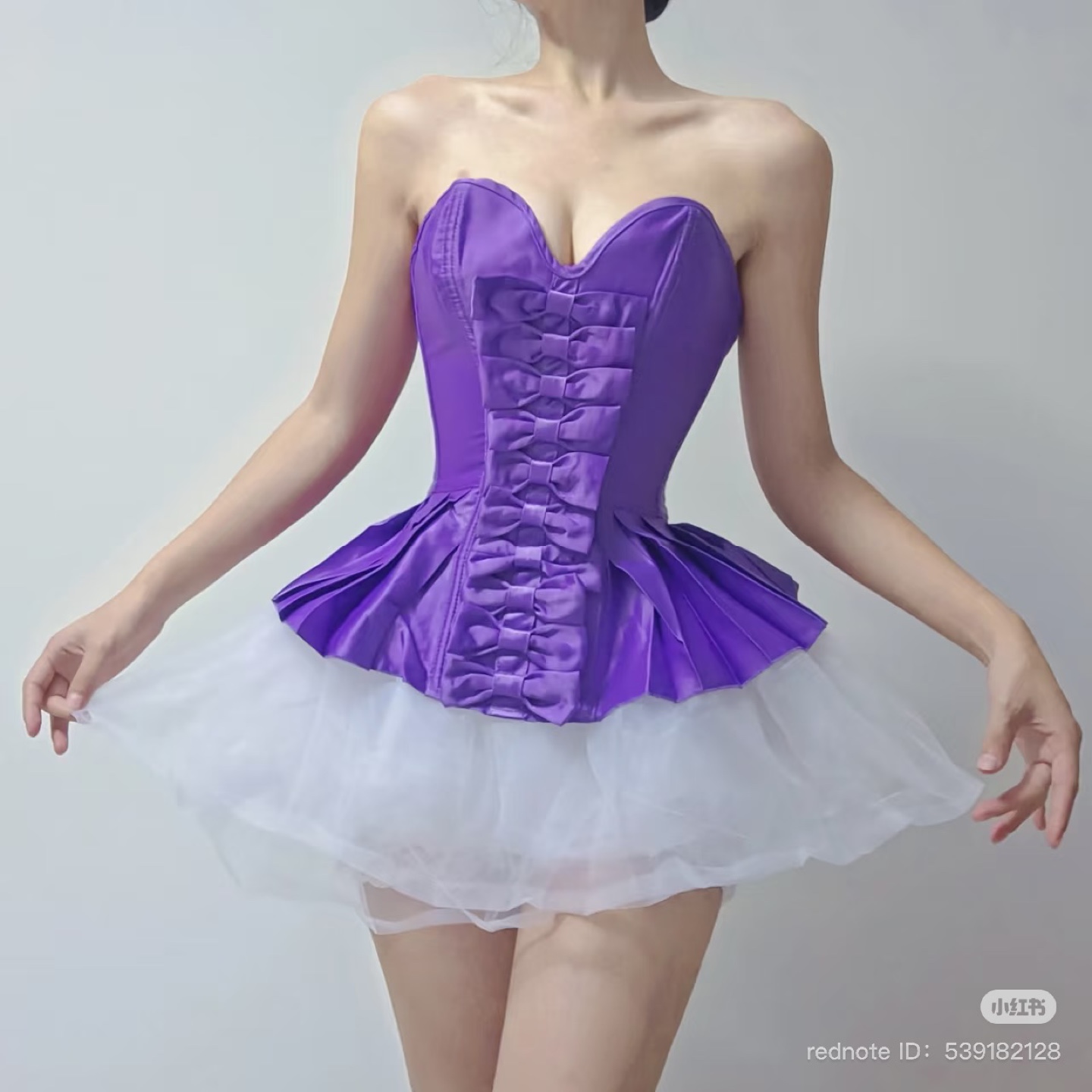 Purple Satin Corset with Bow Detail