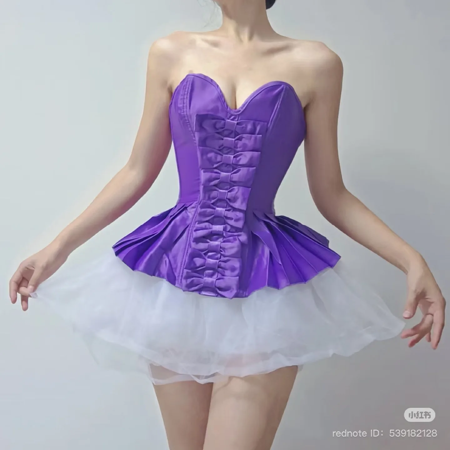 Purple Satin Corset with Bow Detail thumbnail