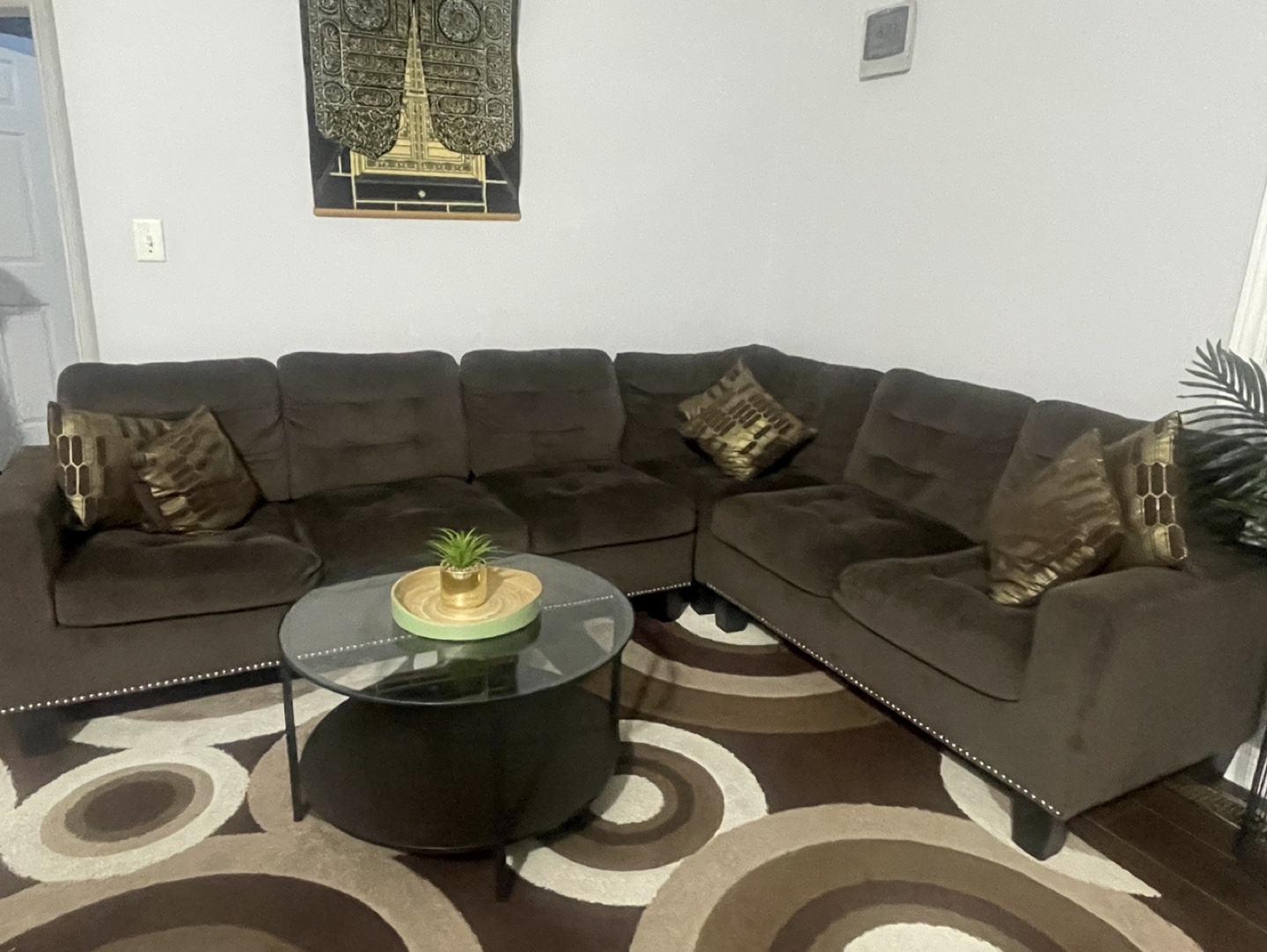 Brown Sectional Sofa with Minor Damage