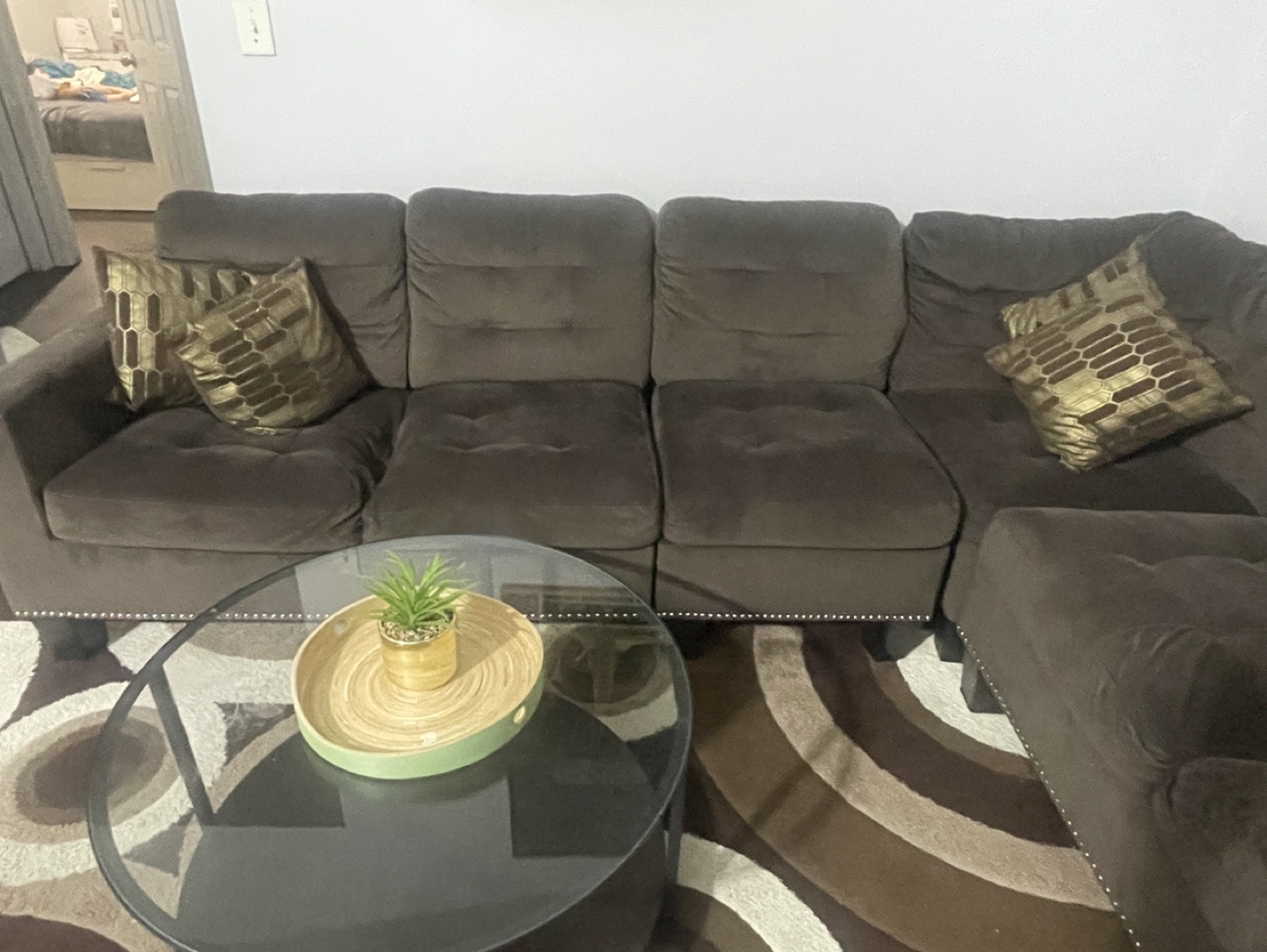 Brown Sectional Sofa with Minor Damage - photo 2