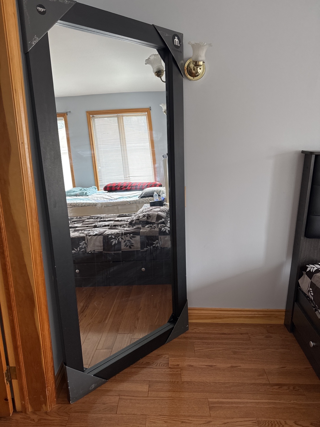 Full Length Floor Mirror with Black Frame