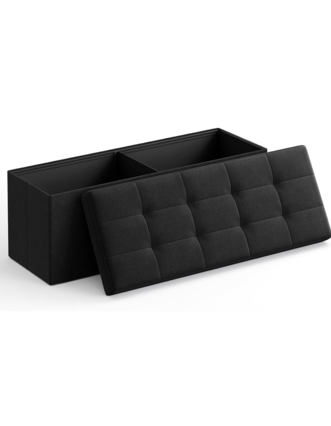 Black Storage Ottoman Bench