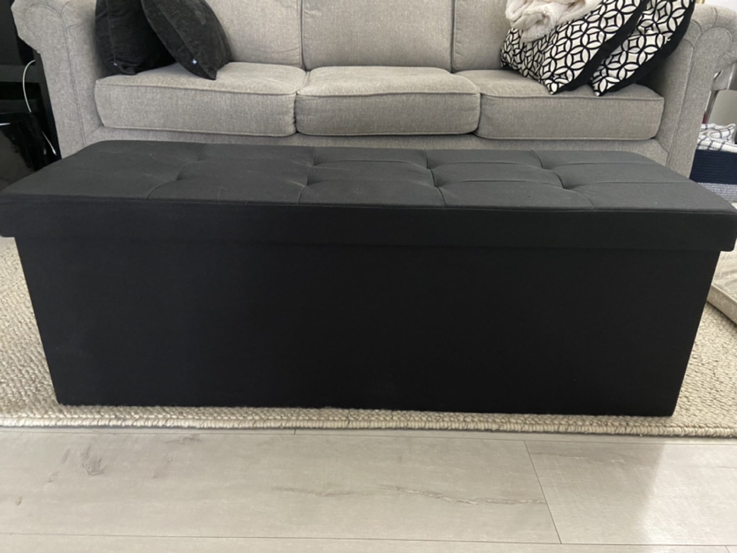 Black Storage Ottoman Bench - photo 2