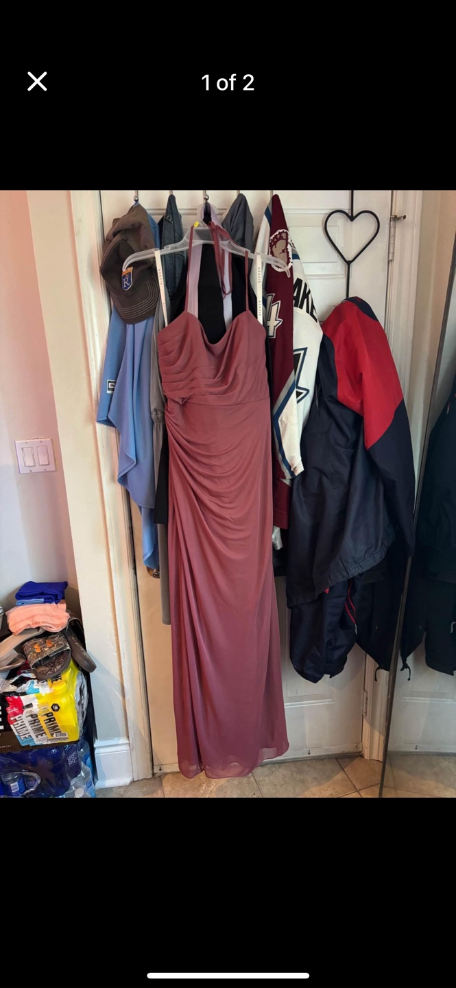 Long dusty rose bridesmaid dress