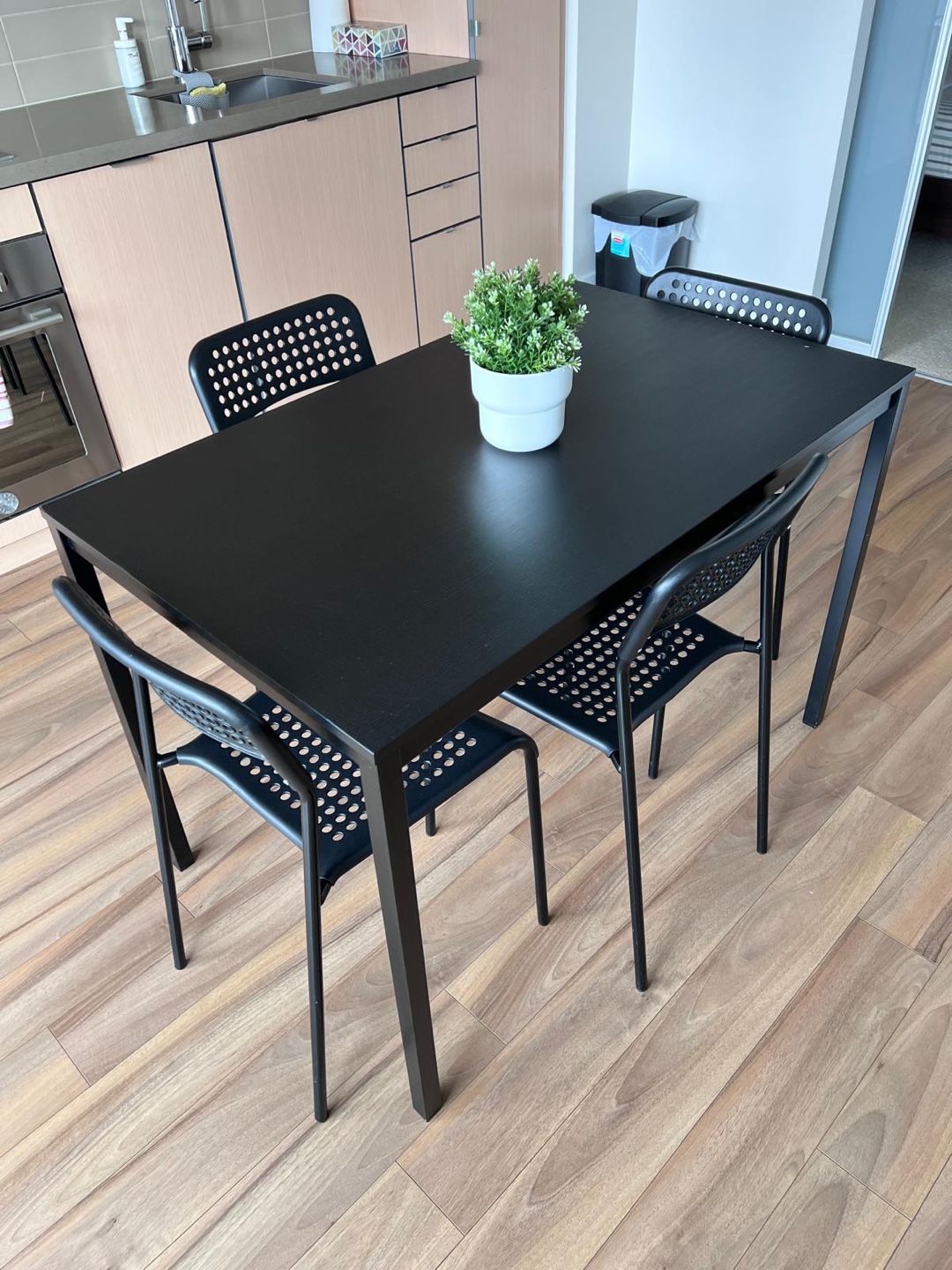 Black Dining Table Set with Four Chairs - photo 2