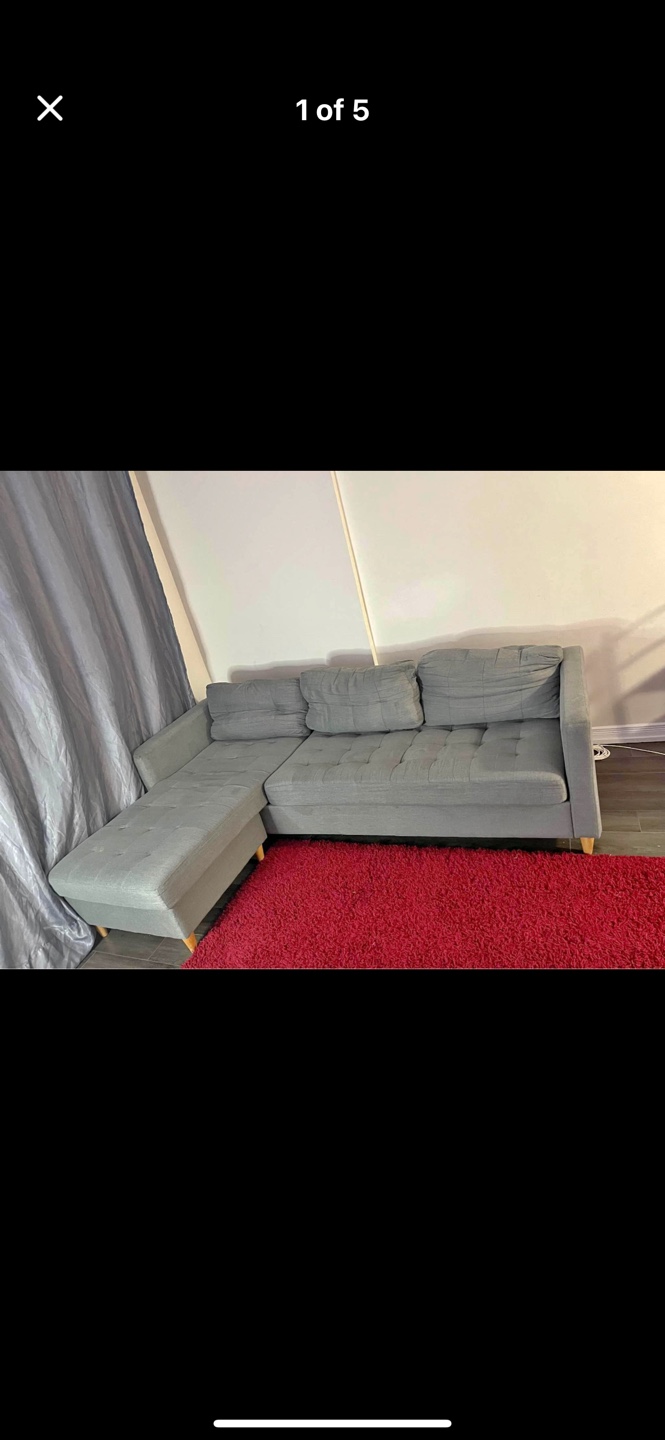 Grey Sectional Sofa with Chaise Lounge - photo 2