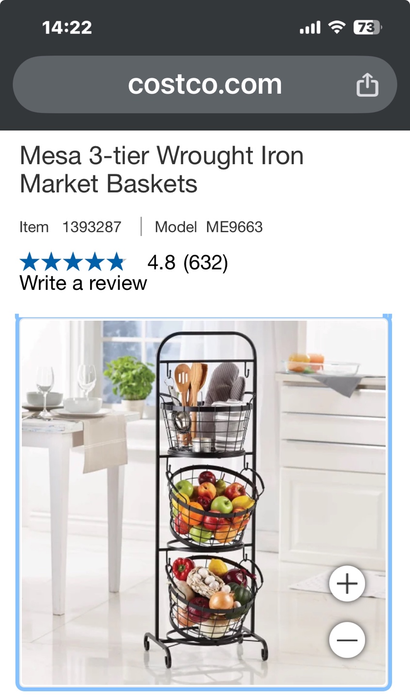 Mesa 3-Tier Wrought Iron Market Baskets
