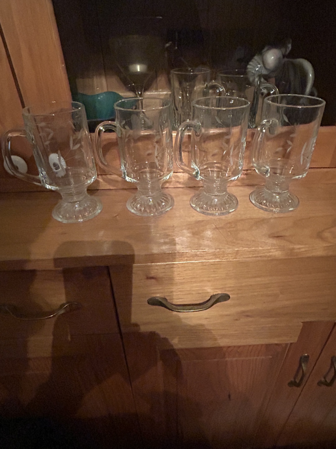 Set of 4 Etched Glass Coffee Mugs.  #freecycle